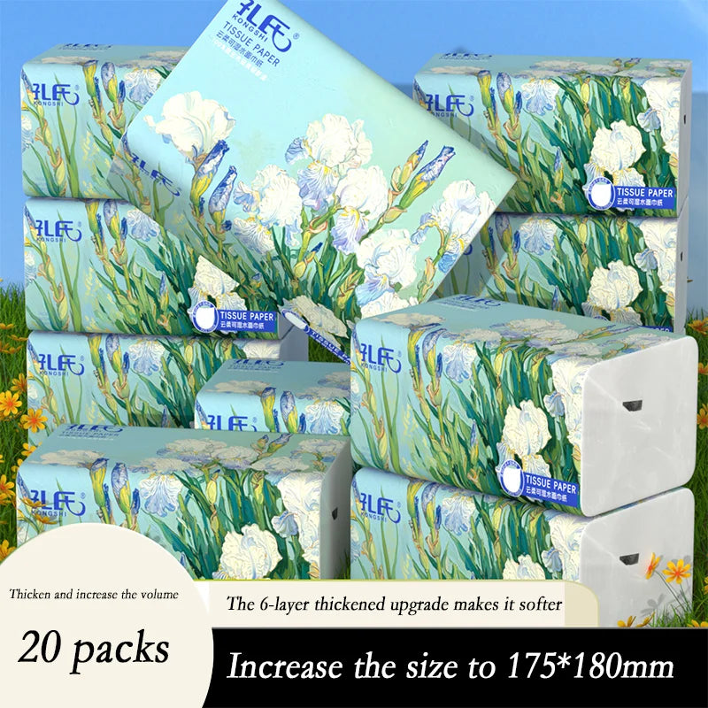 20 Packs Full Case of 400 Sheets of Toilet Paper Log Napkins Embossed Facial Tissue Paper Household Paper Towels
