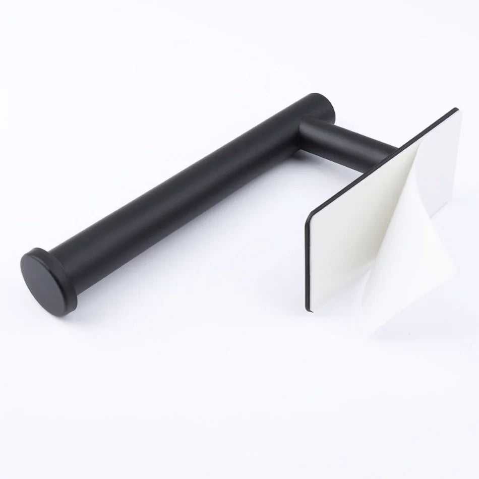 Stainless Steel Paper Holder White Adhesive Wall Mount Stand Kitchen Bathroom Toilet Paper Towel Tissue Roll Shelf Brushed Gold