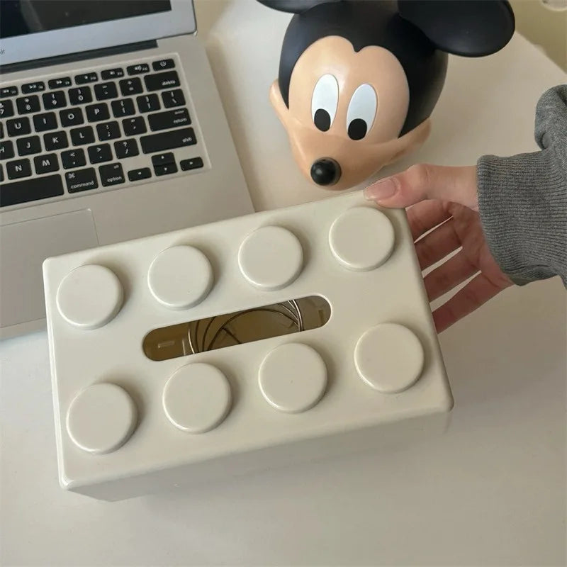 1pc Building Block Style Tissue Box, Multifunctional Plastic Organizer Suitable for Kitchen, Bathroom,Living Room,Bright Colors