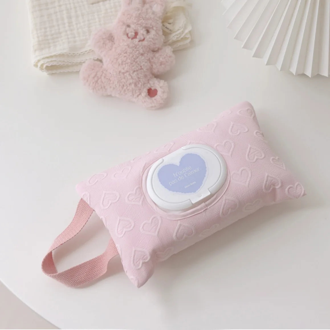 Baby Stroller Heart Wet Wipes Case Extraction Tissue Box Travel Car Portable Handheld Storage Bag Newborn Hanging Bag for Cart