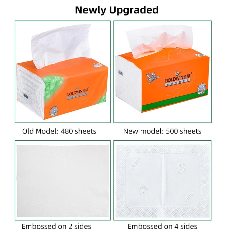 High Quality Tissue Paper Household Commercial 500 Sheets Napkin Affordable Paper Extraction Facial Tissue For Maternal Child