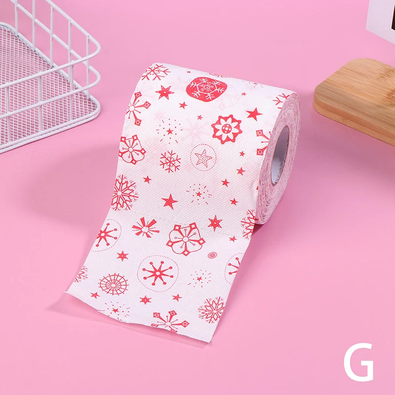 Creative Cartoon Toilet Paper Christmas Pattern Series Roll Paper Santa Claus Reindeer Hygienic Paper Rolls Funny Napkins