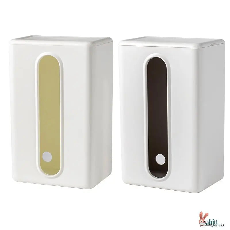 Wall-Mounted Tissue Box Kitchen Home Use Napkin Holder Storage Box Drop-In No-Punching Required Simple Rectangular Plastic De...