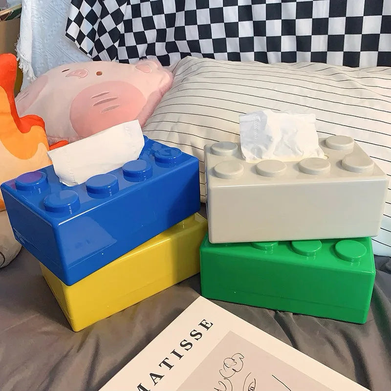 1pc Building Block Style Tissue Box, Multifunctional Plastic Organizer Suitable for Kitchen, Bathroom,Living Room,Bright Colors