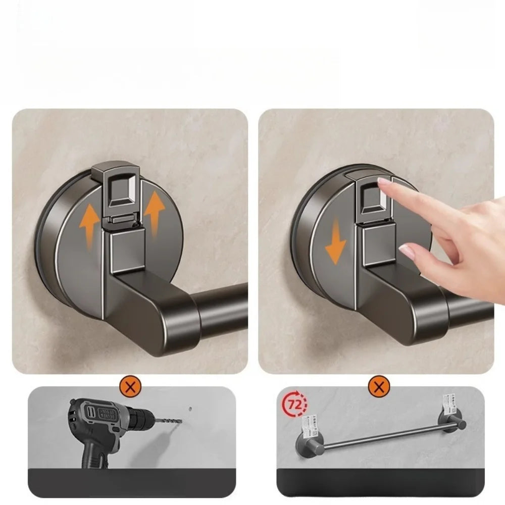 Suction cup, towel rack, toilet, no punching, wall hanging rack, bathroom towel bar, bath towel storage, single rod hanger.