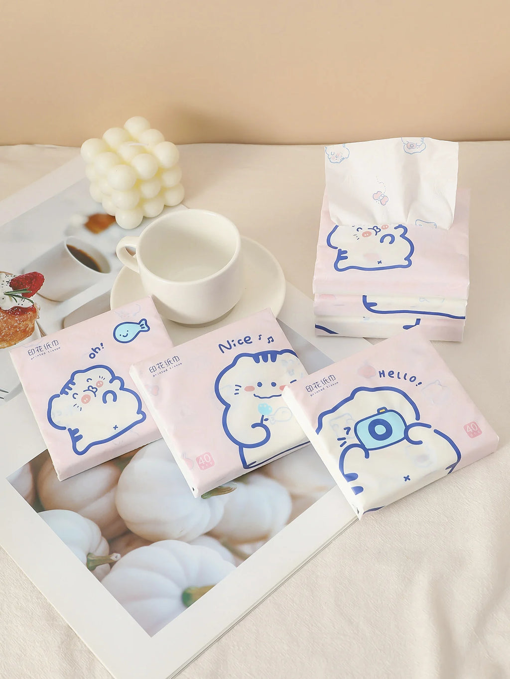 3 packs thickened cartoon printed facial tissue small pack convenient paper towels handkerchief napkins household goods