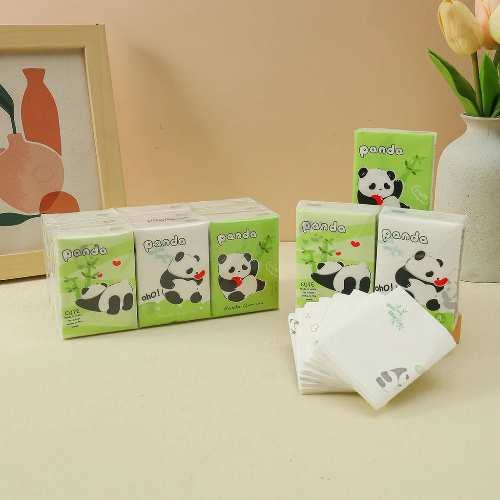 9pcs/pack Fashionable Lucky Cat Handkerchief Paper Student Portable Small Pack Cartoon Printed Hand Tissue For Daily Cleaning