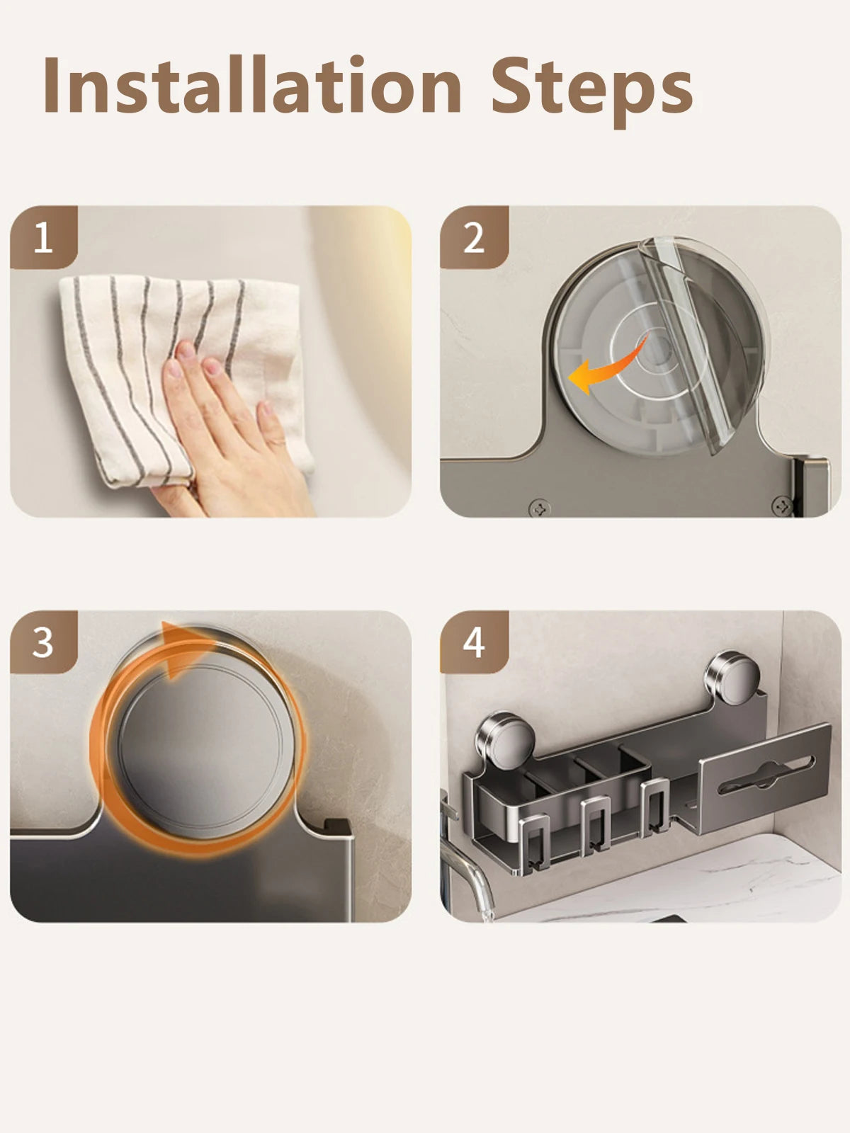 Suction Cup Toothbrush Holder With Paper Towel Holder Bathroom Shelf Mouthwash Cup Toothbrush Holder