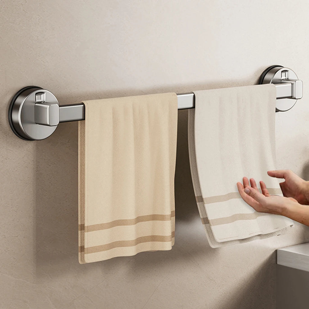 YUTOKO Bathroom Suction Cup Towel Rack Non-perforated Storage Rack Wall-mounted Single-rod Bath Towel Storage Rack