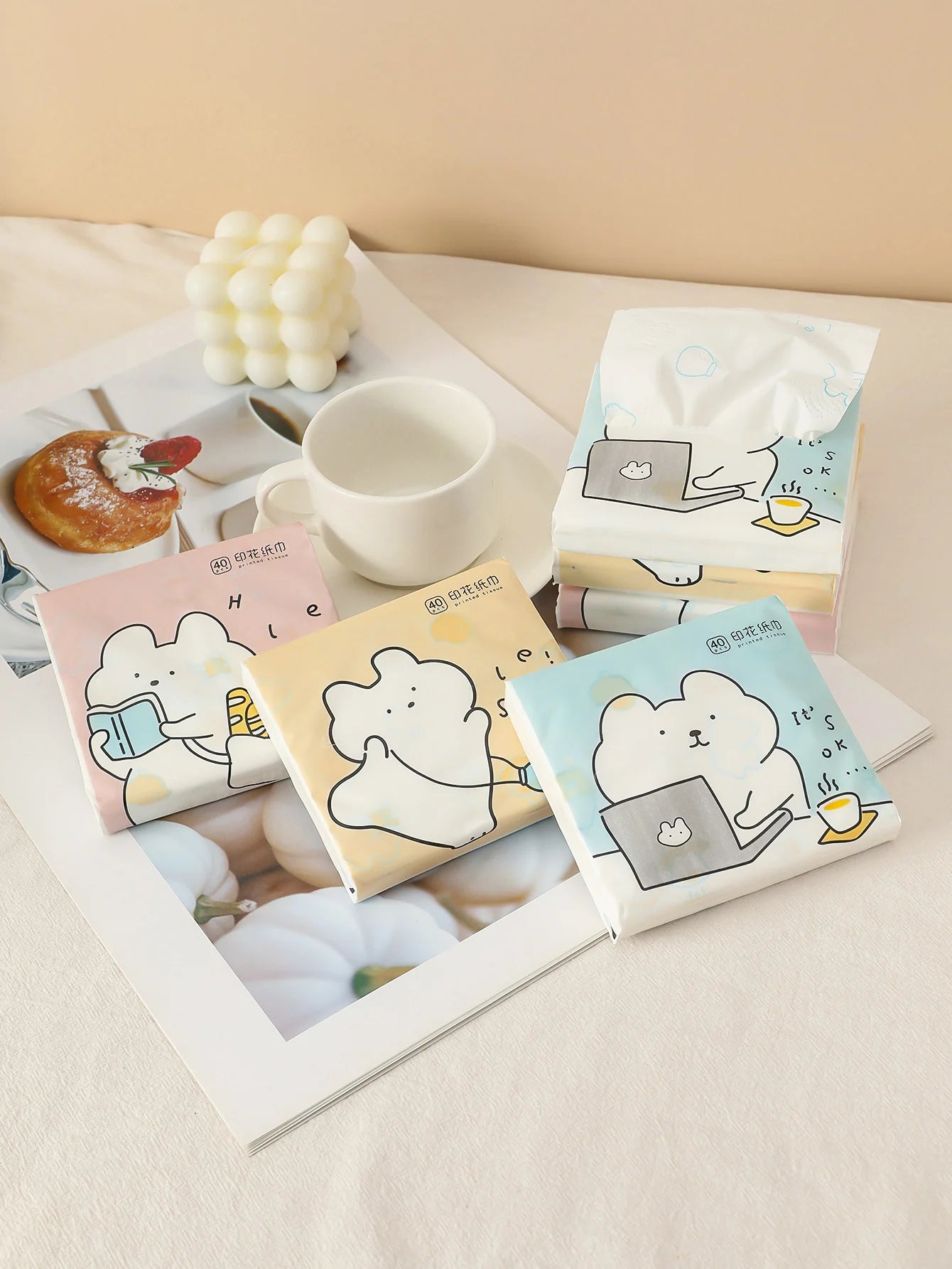 3 packs thickened cartoon printed facial tissue small pack convenient paper towels handkerchief napkins household goods