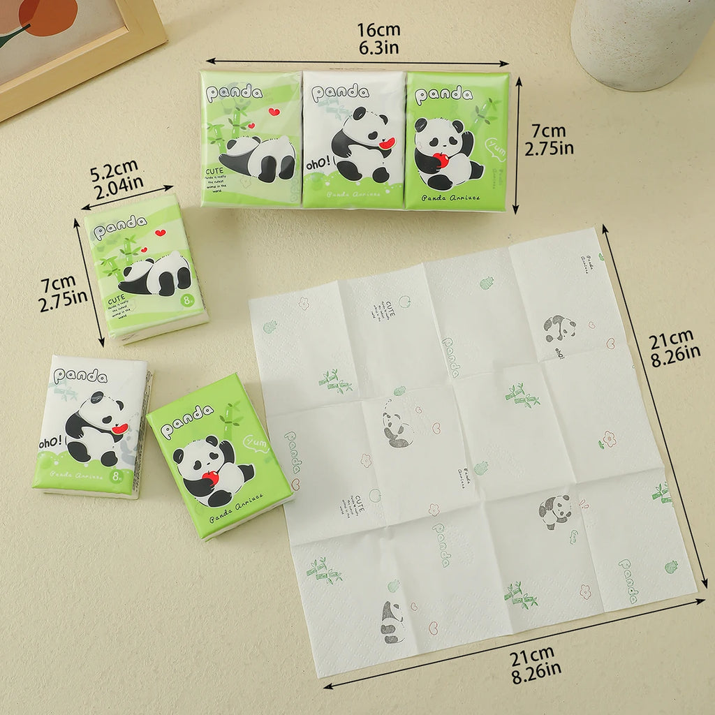 9pcs/pack Fashionable Lucky Cat Handkerchief Paper Student Portable Small Pack Cartoon Printed Hand Tissue For Daily Cleaning