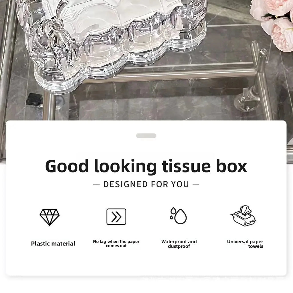 Nordic Style Tissue Box Transparent High Aesthetic Value for Living Room Coffee Table Drawstring Tissue Box Creative Personalize