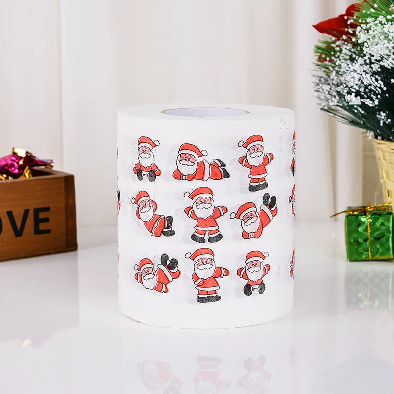 Toilet Paper Christmas Pattern Series Roll Paper Santa Claus Reindeer Hygienic Paper Creative Toilet Papers Rolls Funny Napkins